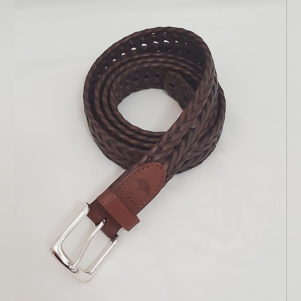 Men's Big & Tall Dockers Brown Braided  Leather Belt 52 Inches